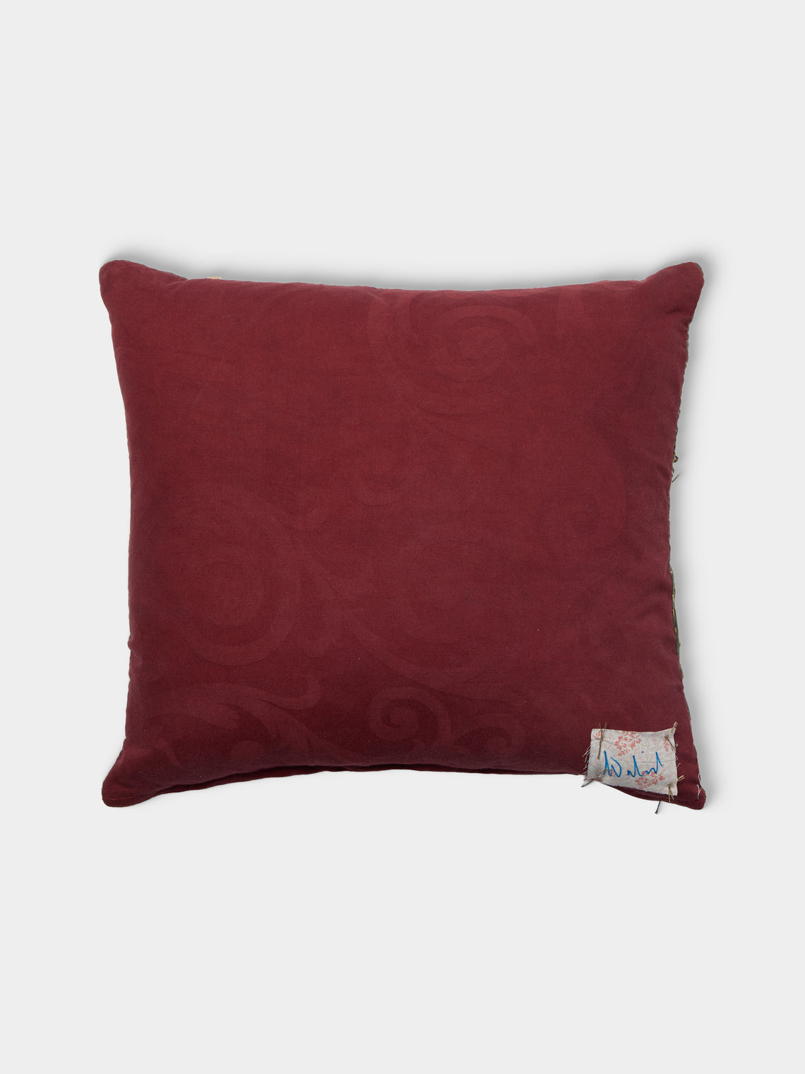 By Walid - 17th-Century Verdure Tapestry Linen and Damask Cushion (16.5in/42cm) - Multiple - ABASK
