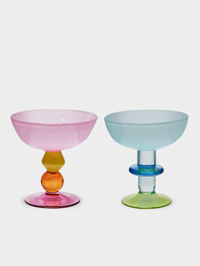 Gather - Miami Hand-Blown Glass Ice Cream Coupes (Set of 2) -  - ABASK - 