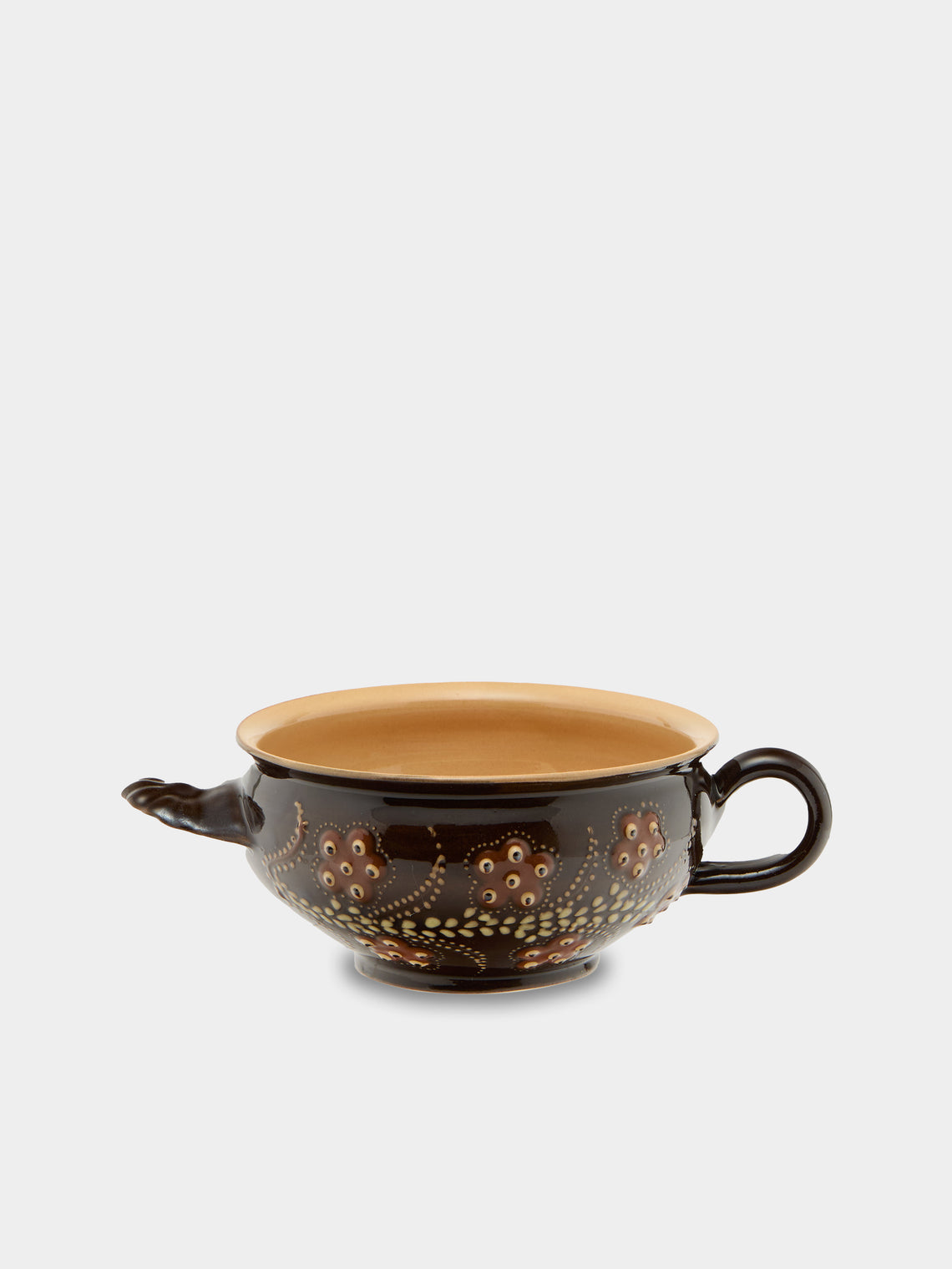 Poterie d’Évires - Flowers Hand-Painted Ceramic Soup Bowls (Set of 4) - Dark brown - ABASK