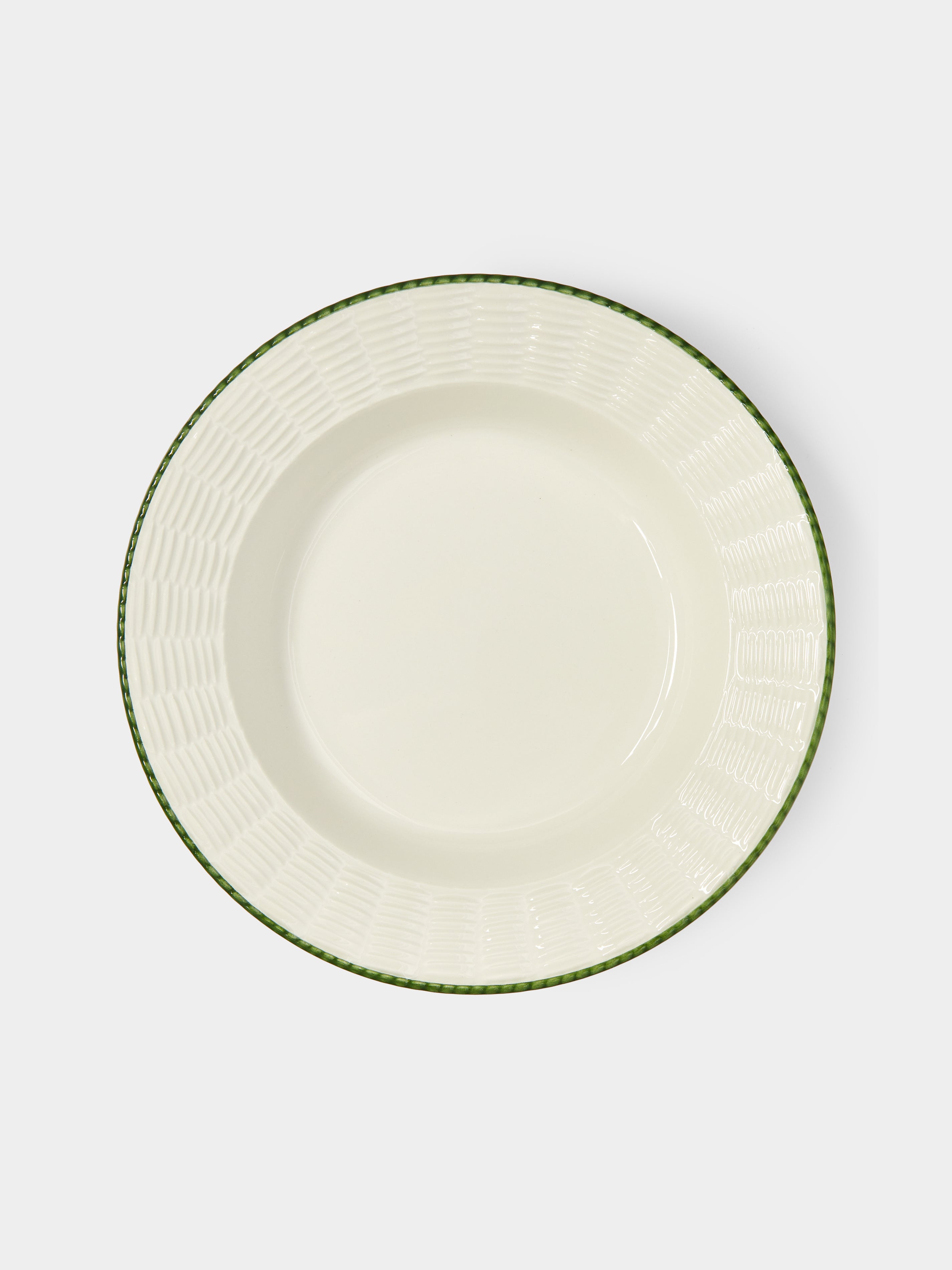Wicker Hand-Painted Ceramic Soup Plates – 9in/23cm (Set of 4)