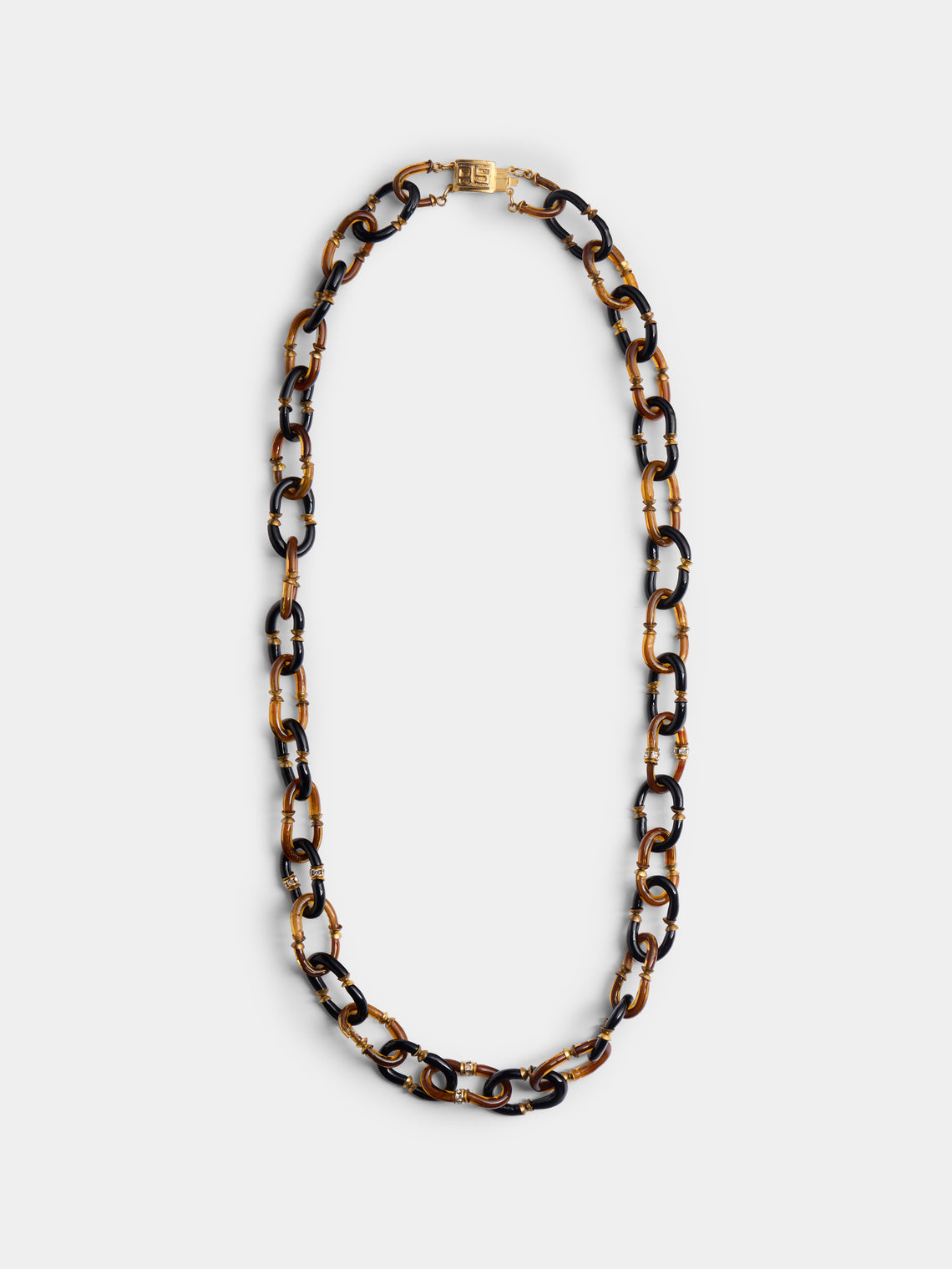 Mahnaz Collection - Vintage 1960s Archimede Seguso Murano Glass, Rhinestone and Gilt Brass Necklace - Brown - ABASK - 