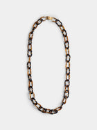 Mahnaz Collection - Vintage 1960s Archimede Seguso Murano Glass, Rhinestone and Gilt Brass Necklace - Brown - ABASK - 