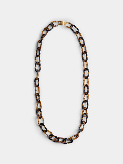 Mahnaz Collection - Vintage 1960s Archimede Seguso Murano Glass, Rhinestone and Gilt Brass Necklace - Brown - ABASK - 