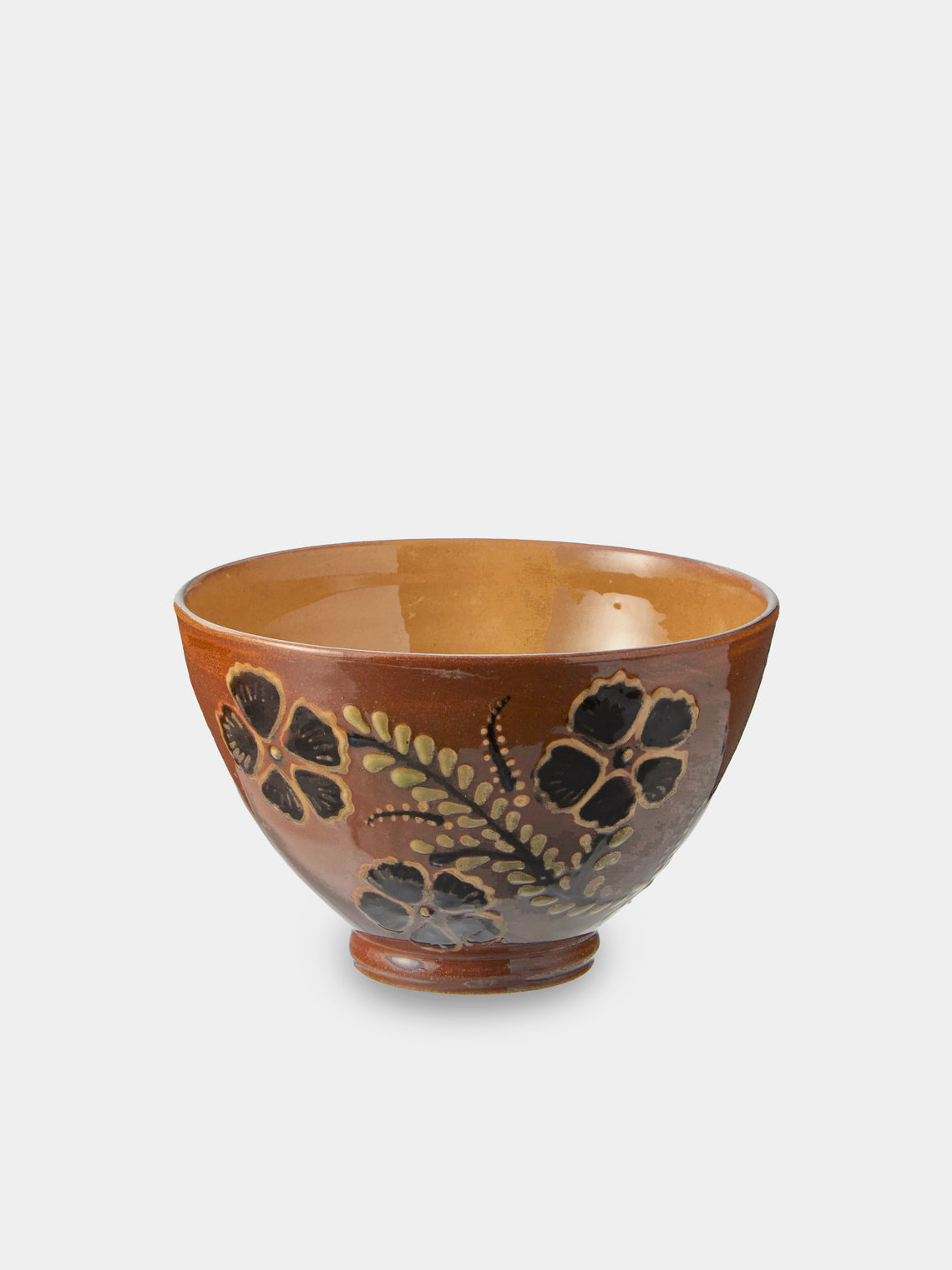 Poterie d’Évires - Flowers Hand-Painted Ceramic Small Bowls (Set of 4) - Light Brown - ABASK