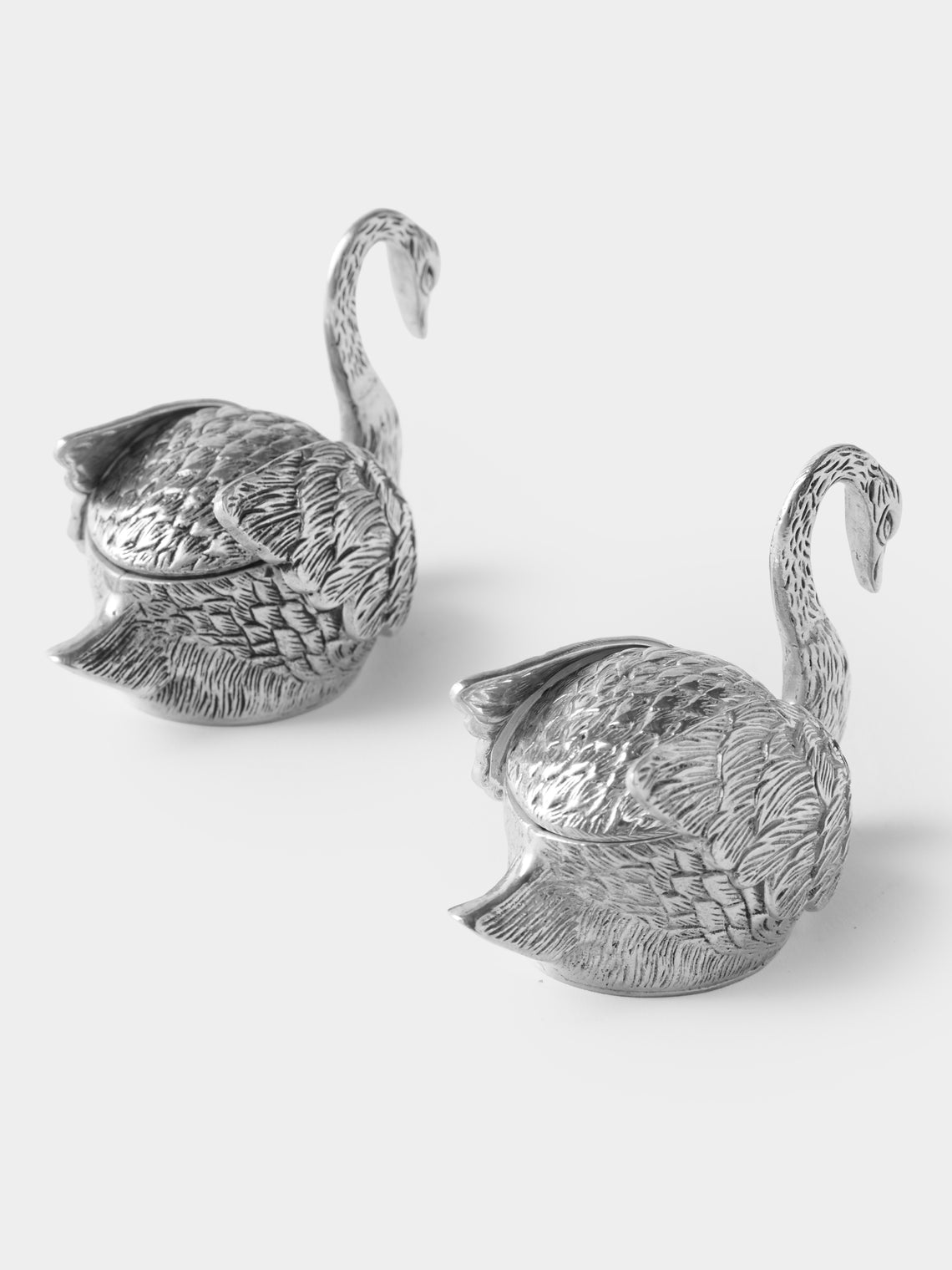 Antique and Vintage - 1925 Swans Solid Silver Salt and Pepper Shakers (Set of 2) - Silver - ABASK