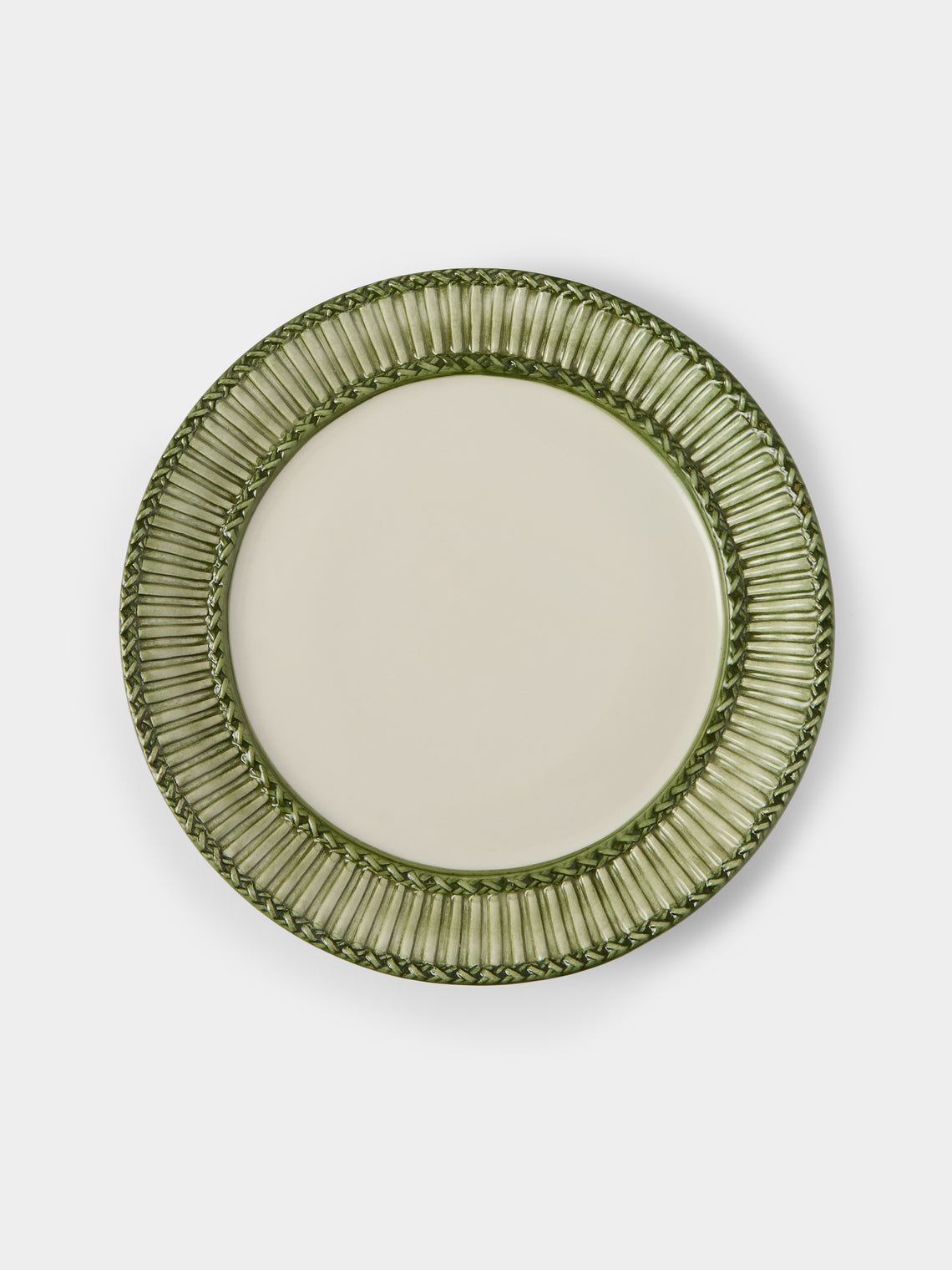 Tessalume Ceramiche - | Set of 4 | Wicker Hand-Painted Ceramic Dinner Plates - Light Green - ABASK - 