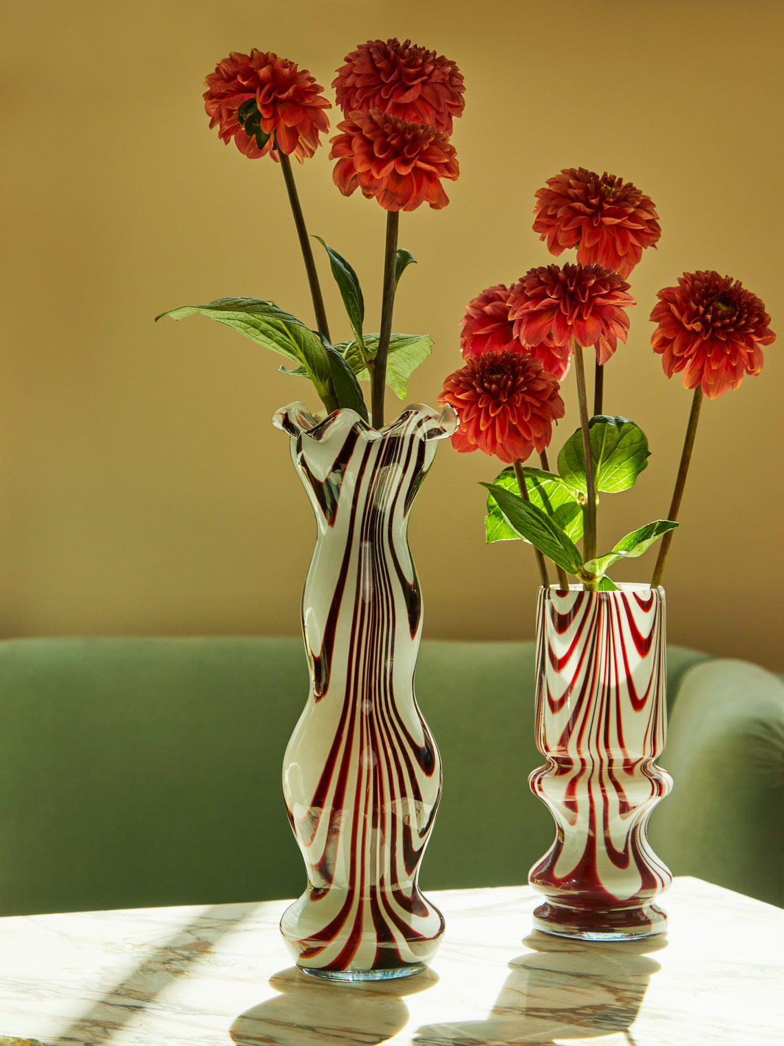 Antique and Vintage - Mid-Century Marbled Rippled Glass Vase -  - ABASK