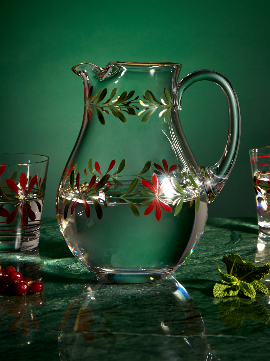 Los Vasos de Agua Clara - Zermatt Hand-Painted Glass Jug -  - ABASK