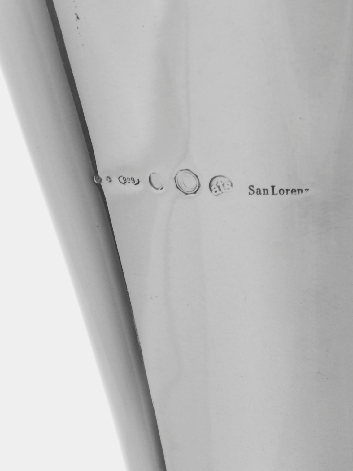 San Lorenzo - 1997 Afra and Tobia Scarpa Pure Silver and Glass Vase (8in/20.5cm) - Silver - ABASK