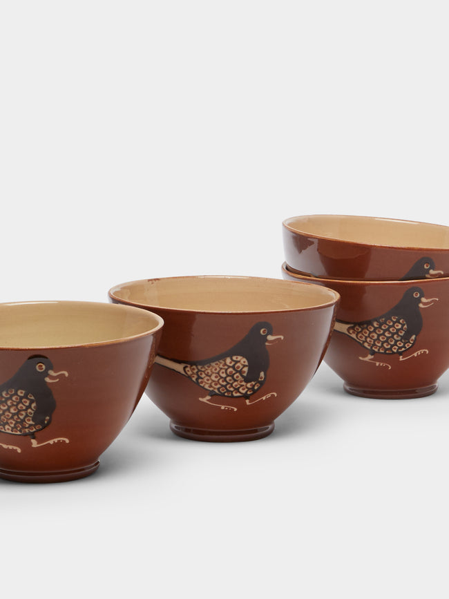 Poterie d’Évires - Birds Hand-Painted Ceramic Cereal Bowls (Set of 4) -  - ABASK