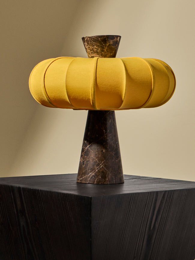 Zavadski - Andorra Art Deco Stone and Fabric Table Lamp - Brown - ABASK