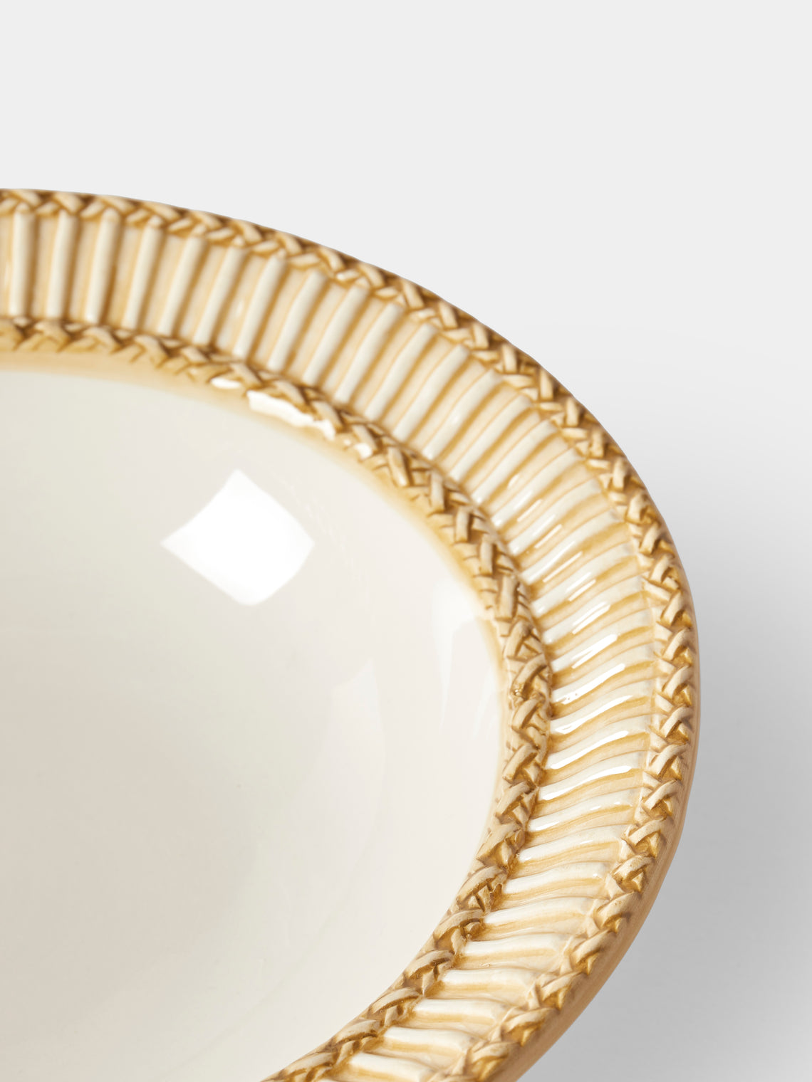 Tessalume Ceramiche - Wicker Hand-Painted Ceramic Small Salad Bowl - White - ABASK