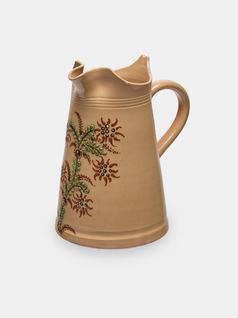 Poterie d’Évires - Flowers Hand-Painted Ceramic Large Milk Jug - Cream - ABASK - 