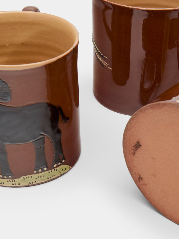 Poterie d’Évires - Safari Hand-Painted Ceramic Mugs (Set of 6) - Light brown - ABASK