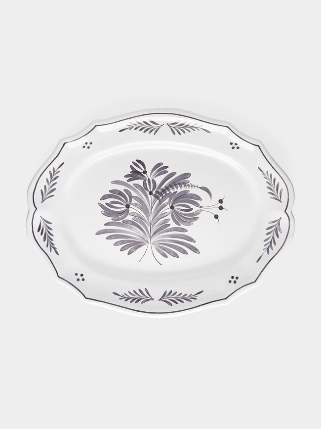 Bourg Joly Malicorne - Antique Fleurs Hand-Painted Ceramic Oval Serving Dish -  - ABASK - 