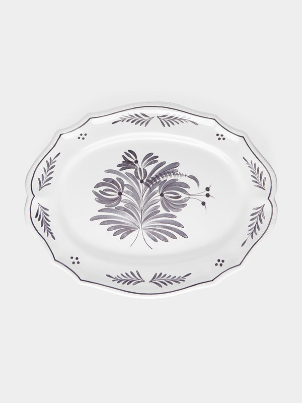 Bourg Joly Malicorne - Antique Fleurs Hand-Painted Ceramic Oval Serving Dish -  - ABASK - 