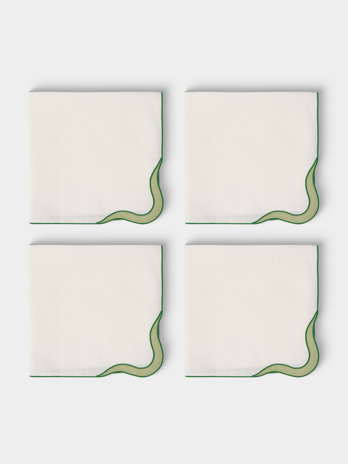 Cosima Swayze - | Set of 4 | x Los Encajeros Wave Linen Napkins - White - ABASK