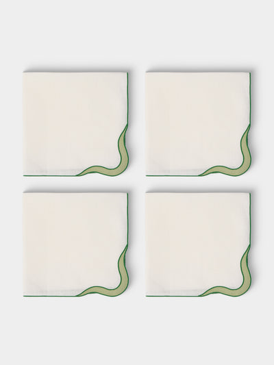 Cosima Swayze - | Set of 4 | x Los Encajeros Wave Linen Napkins - White - ABASK  - 