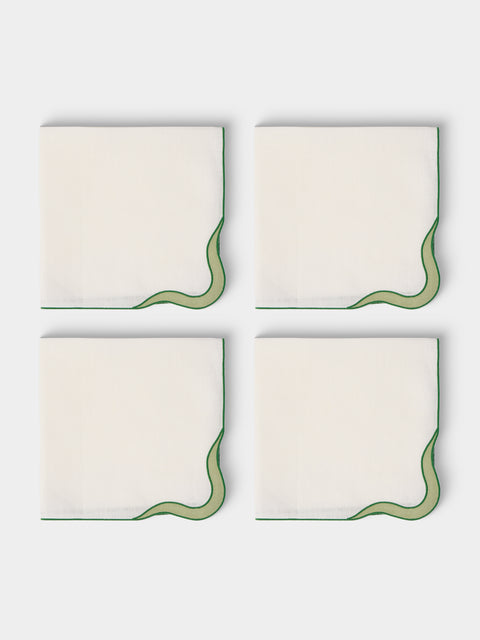 Cosima Swayze - | Set of 4 | x Los Encajeros Wave Linen Napkins - White - ABASK  - 