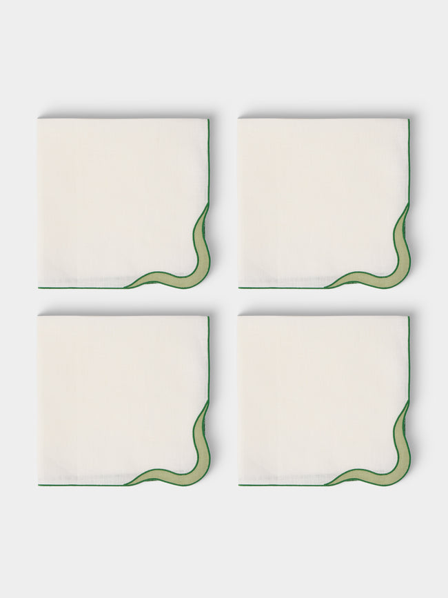 Cosima Swayze - | Set of 4 | x Los Encajeros Wave Linen Napkins - White - ABASK  - 