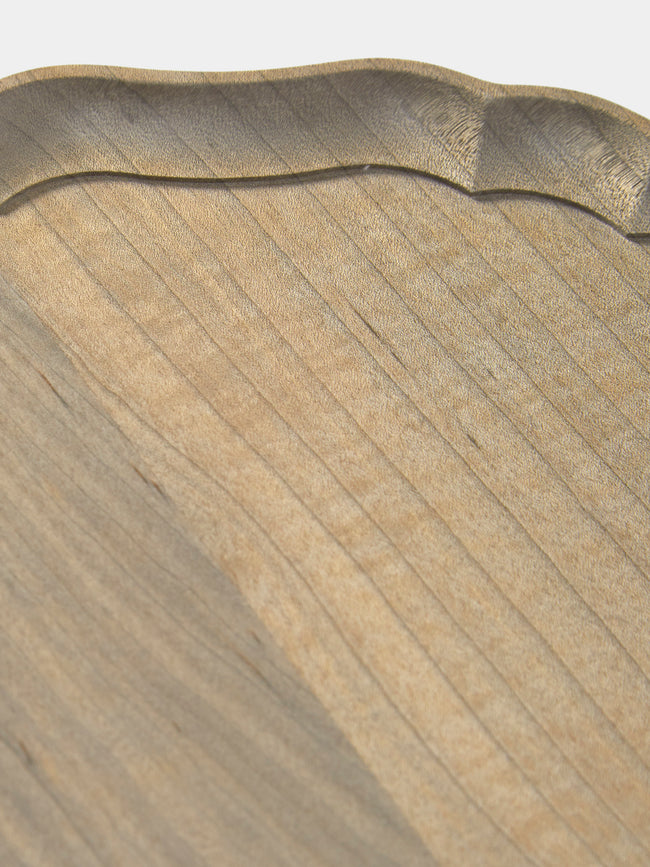 Ifuji - Italian Hand-Carved Wood Round Tray (11.5in/29cm) - Brown - ABASK