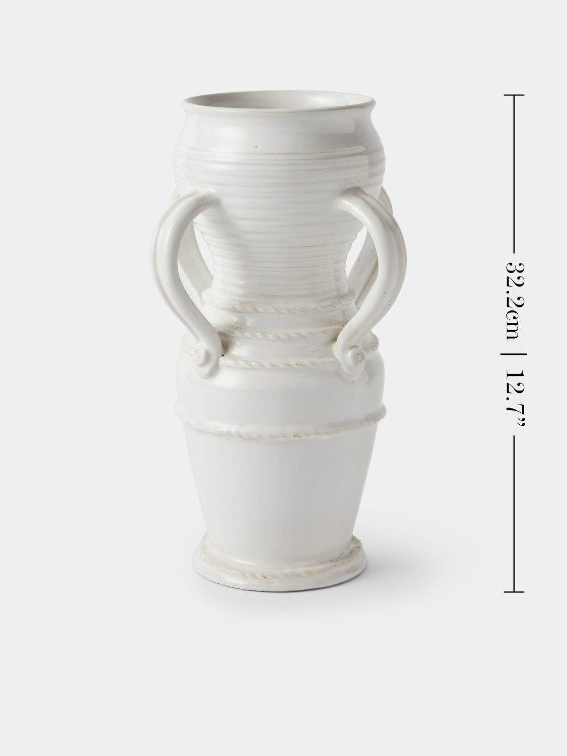 Antique and Vintage - 1940s Émile Tessier Ceramic Vase (12.5in/32cm) - White - ABASK