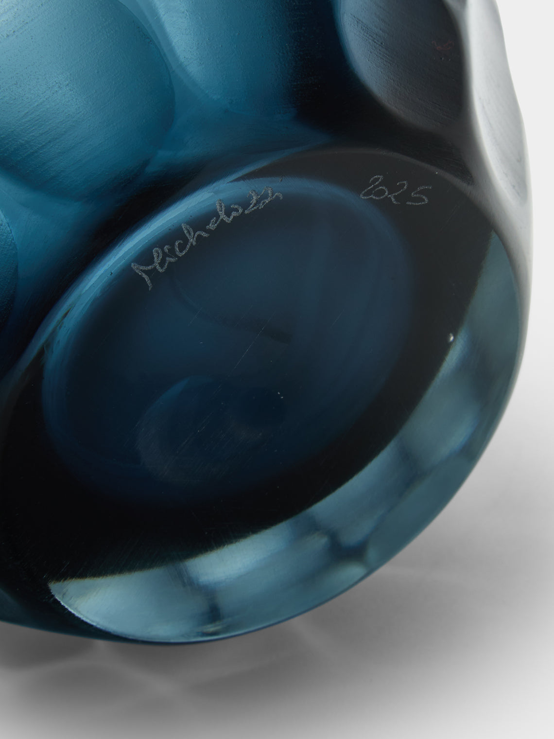 Micheluzzi Glass - Goccia Oceano Bamboo Hand-Blown Murano Glass Vase (9in/23cm) - Blue - ABASK