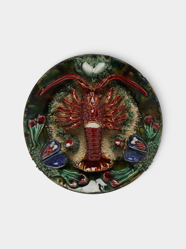 Antique and Vintage - Mid-Century Lobster Majolica Ceramic Serving Plate (9in/23cm) - Multiple - ABASK