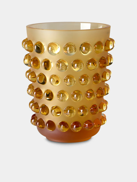 Lalique - Mossi Crystal Vase (8in/21cm) - Orange - ABASK - 