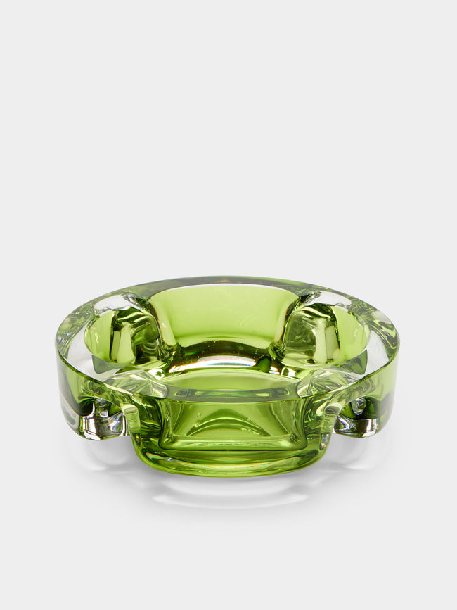 Antique and Vintage - Mid-Century Crystal Ashtray - green - ABASK - 