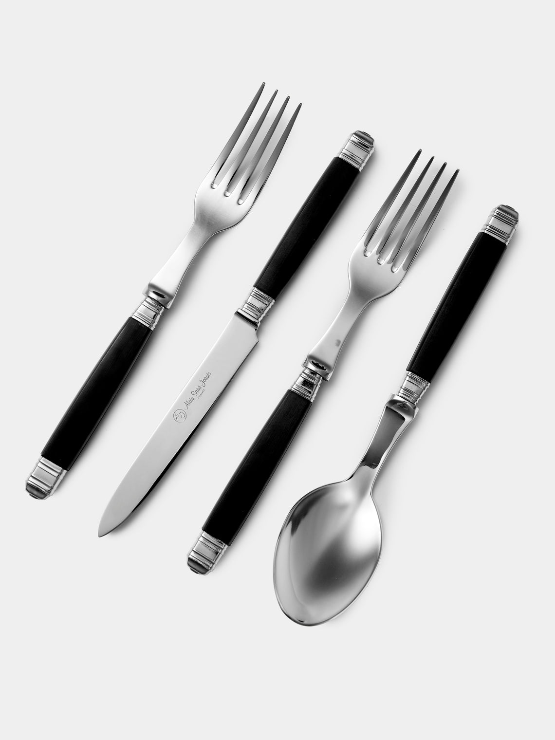 Alain Saint-Joanis - | Set of 4 Pieces | Empire Resin Starter / Dessert Cutlery - Black - ABASK