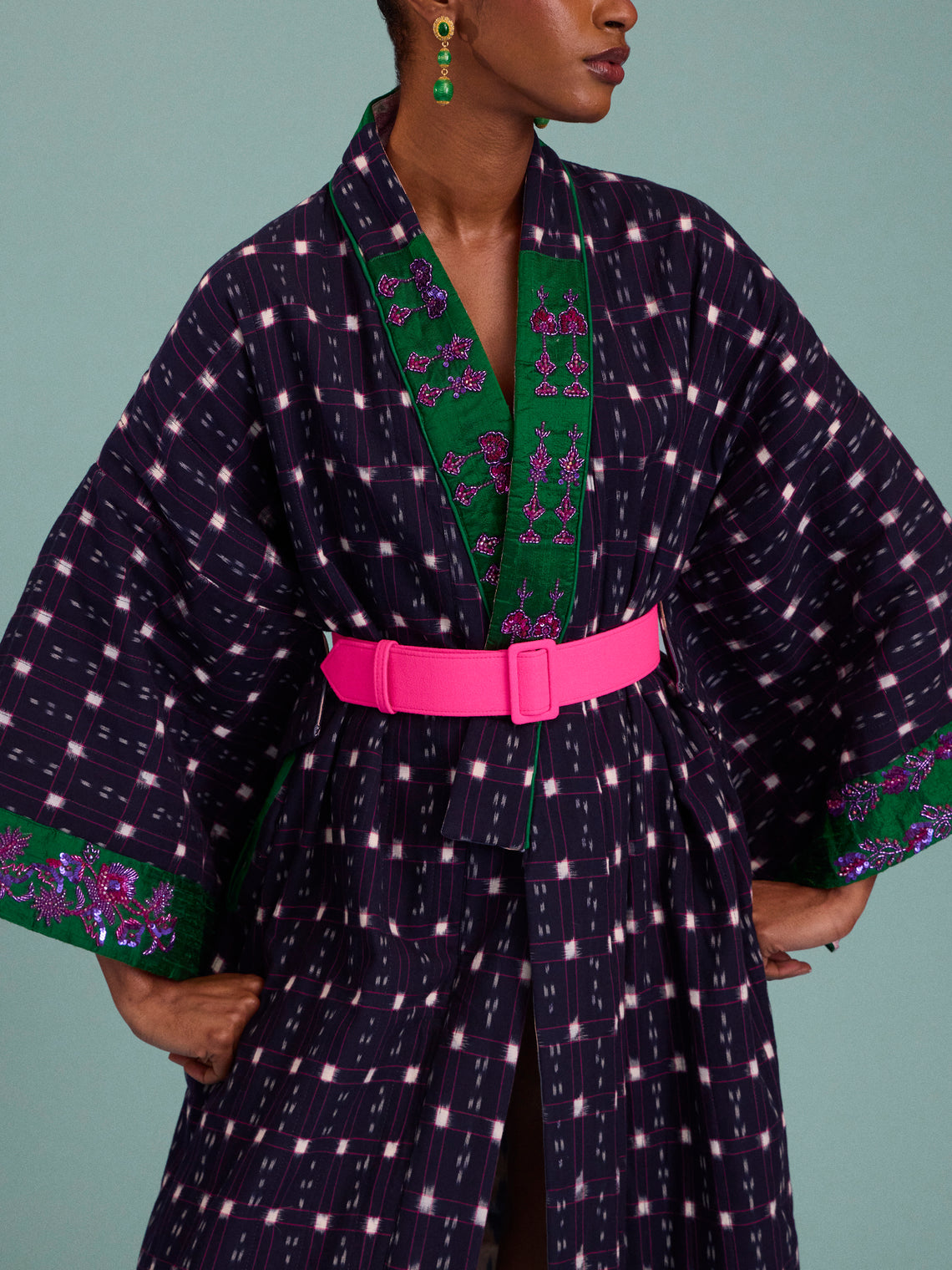 Nazzy Beglari - Hand-Loomed Ikat Cotton Reversible Chapan-Style Robe | One Size - Multiple - ABASK