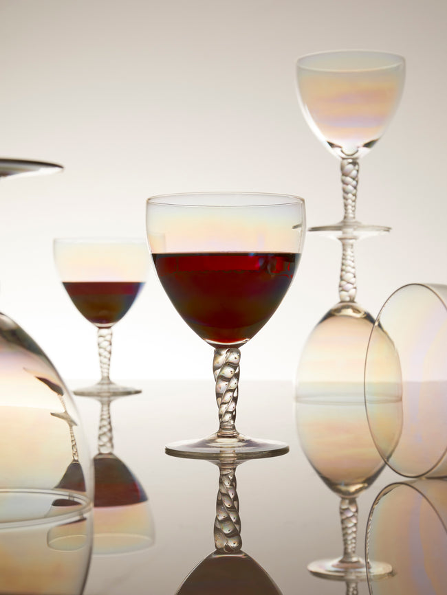 Antique and Vintage - 1950s Pearlescent Red Wine Glasses (Set of 6) - Clear - ABASK