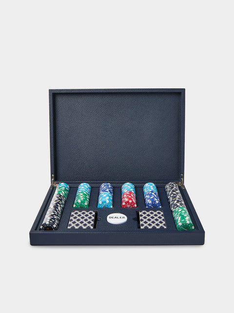 Belotier - Leather Poker Set - Navy - ABASK - 