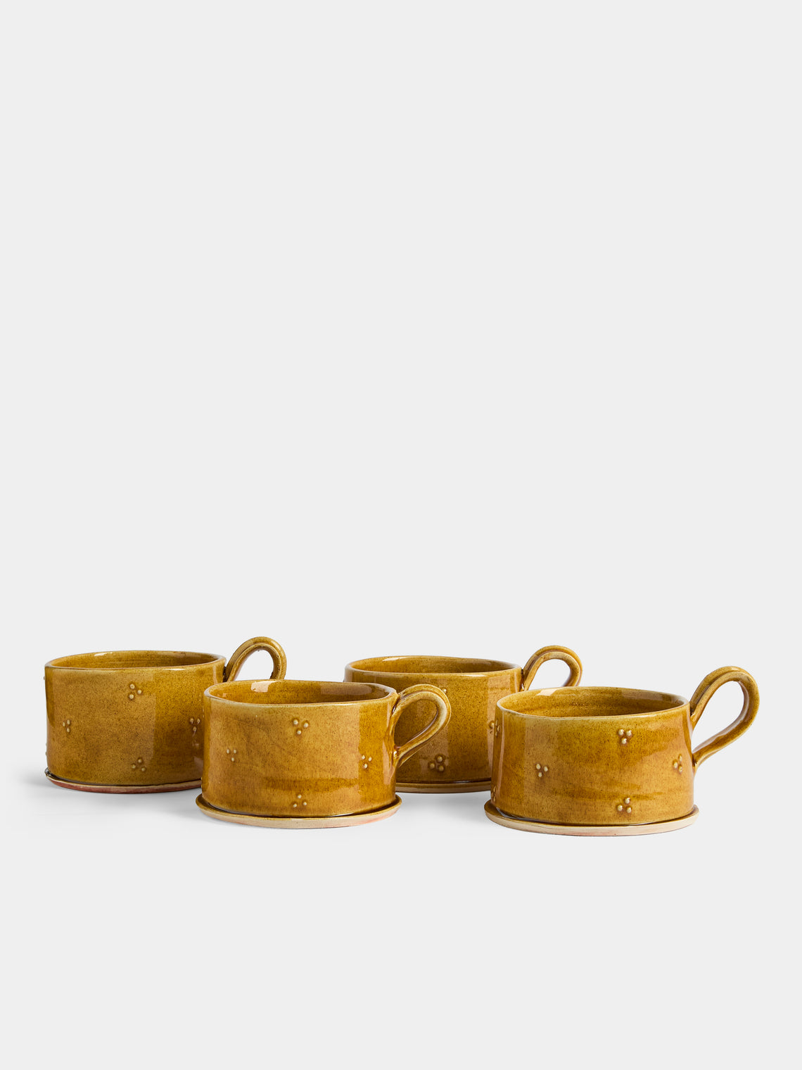 Neville Tatham - Slipware Teacups (Set of 4) - Yellow - ABASK