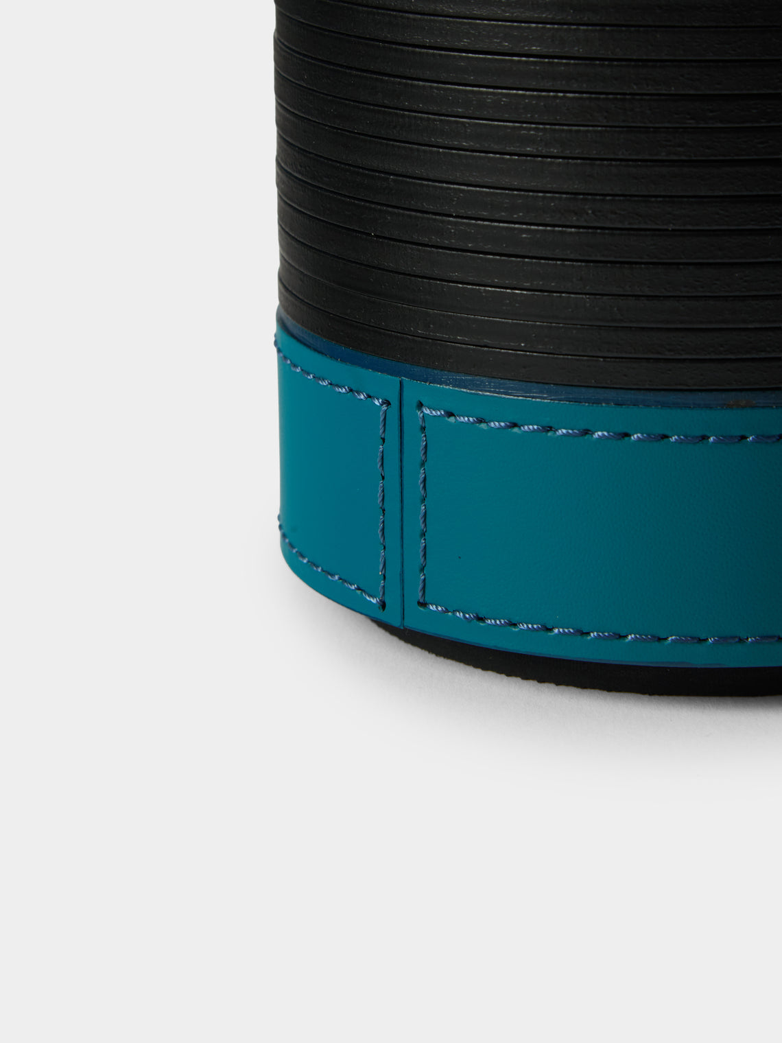 RUDI - | Set of 12 | Nautilus Leather Coasters with Holder - Blue - ABASK