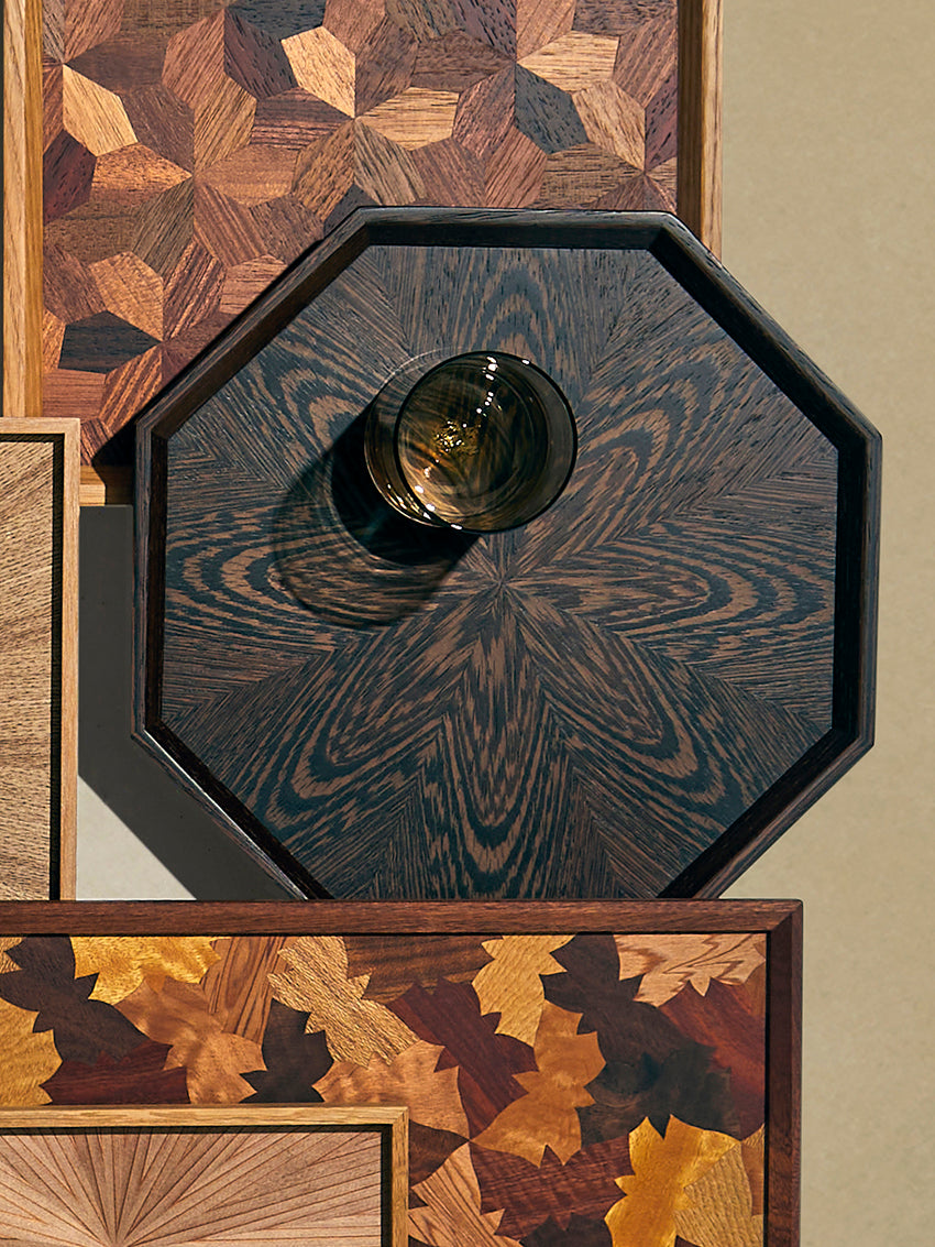 Mori Kougei - Poke Wenge Wood Octagonal Tray (11in/27.5cm) - Brown - ABASK