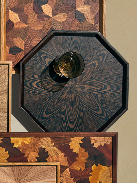 Mori Kougei - Poke Wenge Wood Octagonal Tray (11in/27.5cm) - Brown - ABASK