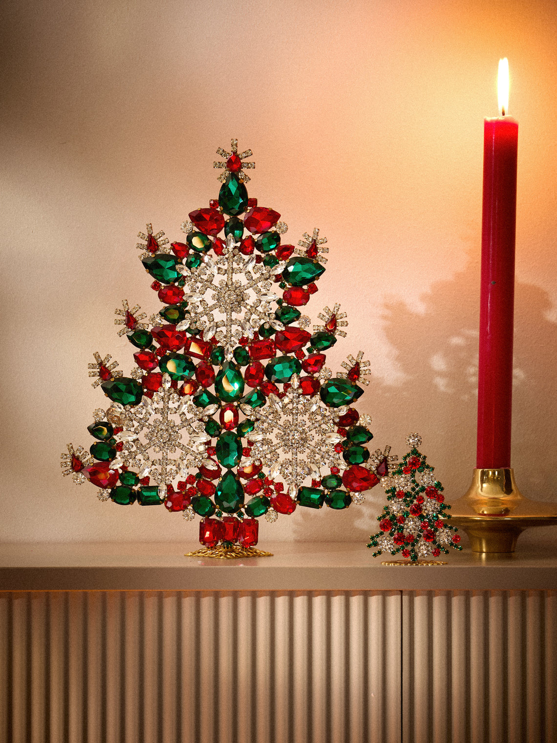 ABASK Decorations - Winter Wonderland Czech Crystal Tree - Red - ABASK