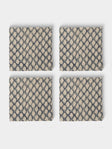 Chamois - Cypress Block-Printed Linen Napkins (Set of 4) - Navy - ABASK - 