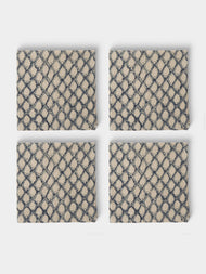 Chamois - Cypress Block-Printed Linen Napkins (Set of 4) - Navy - ABASK - 