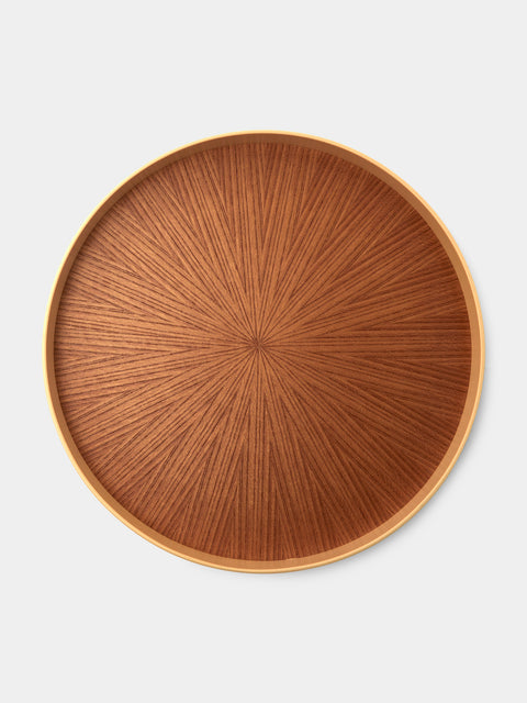 Mori Kougei - Rays Zelkova Wood Round Tray (11in/28cm) - Yellow - ABASK - 
