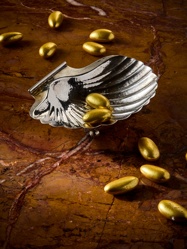 Antique and Vintage - 1950s Shell Silver-Plated Shell Trinket Bowl - Silver - ABASK