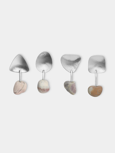 Thalia Maria Silver - Sterling Silver and Pebble Jam / Condiment Spoons (Set of 4) - Silver - ABASK - 