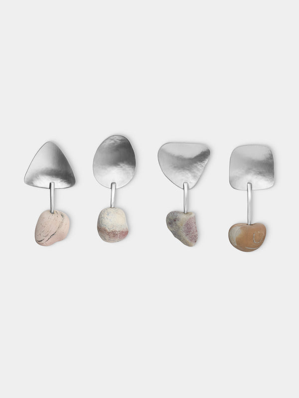 Thalia Maria Silver - Sterling Silver and Pebble Jam / Condiment Spoons (Set of 4) - Silver - ABASK - 