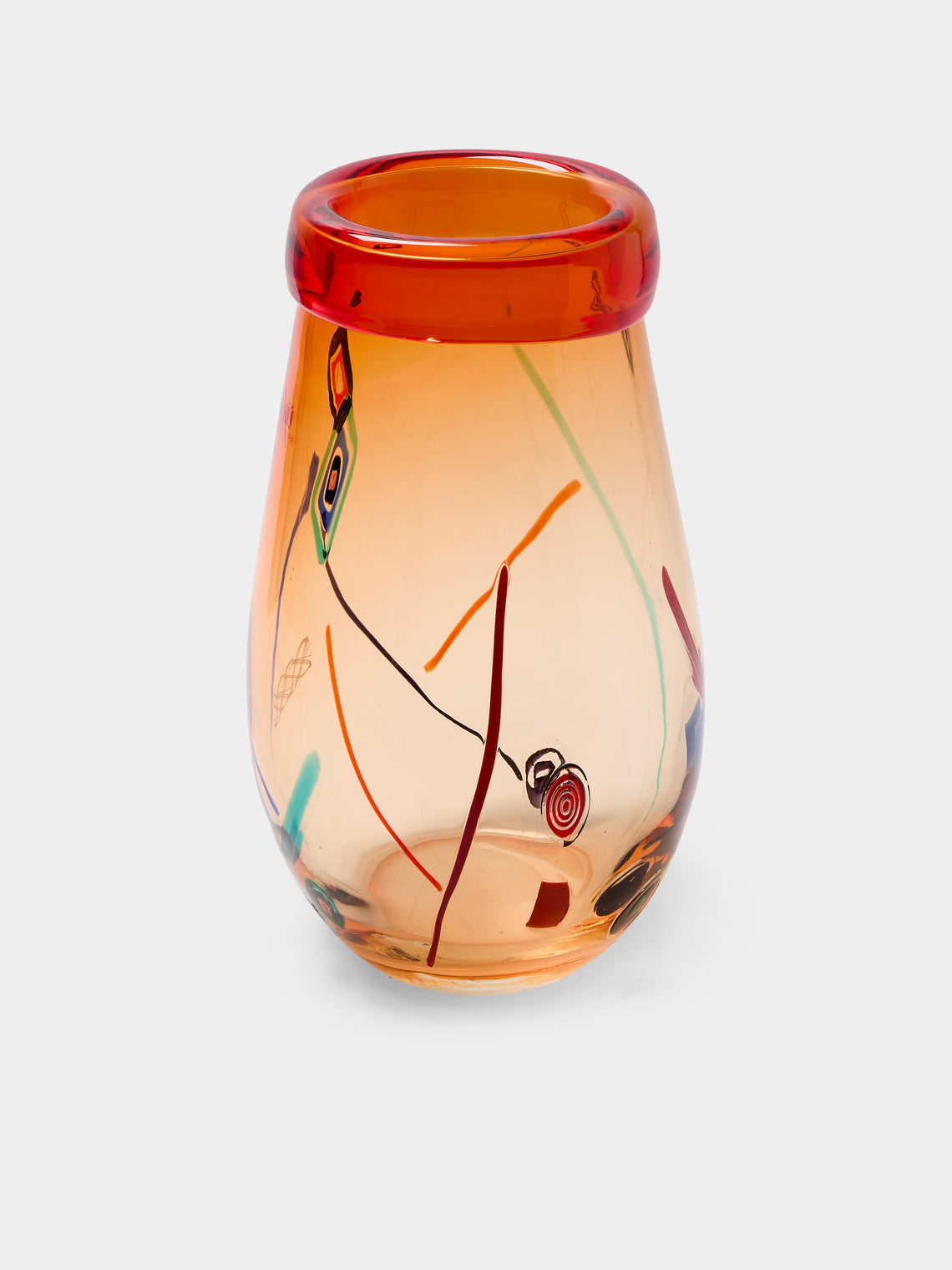 Antique and Vintage - 1980s Carlo Moretti Murano Glass Vase (14.5in/37cm) - Orange - ABASK - 