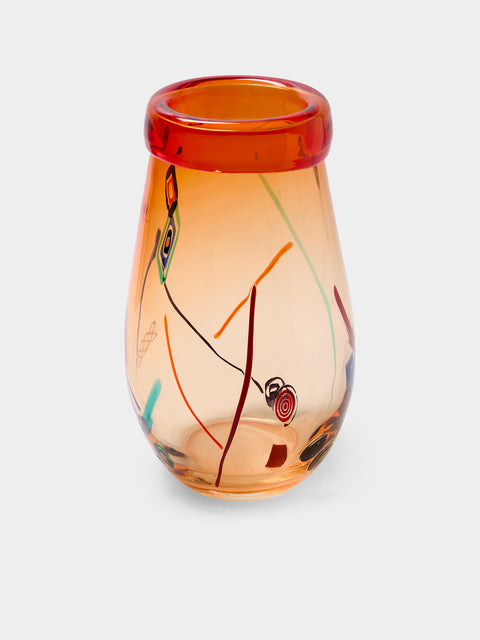 Antique and Vintage - 1980s Carlo Moretti Murano Glass Vase (14.5in/37cm) - Orange - ABASK - 