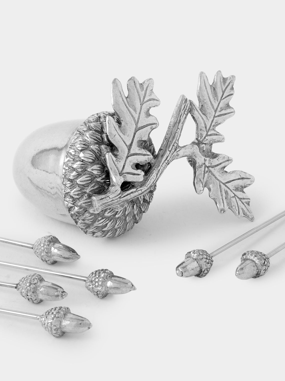 Au Bain Marie - | Set of 6 | Acorn Pewter Cocktail Picks - Silver - ABASK