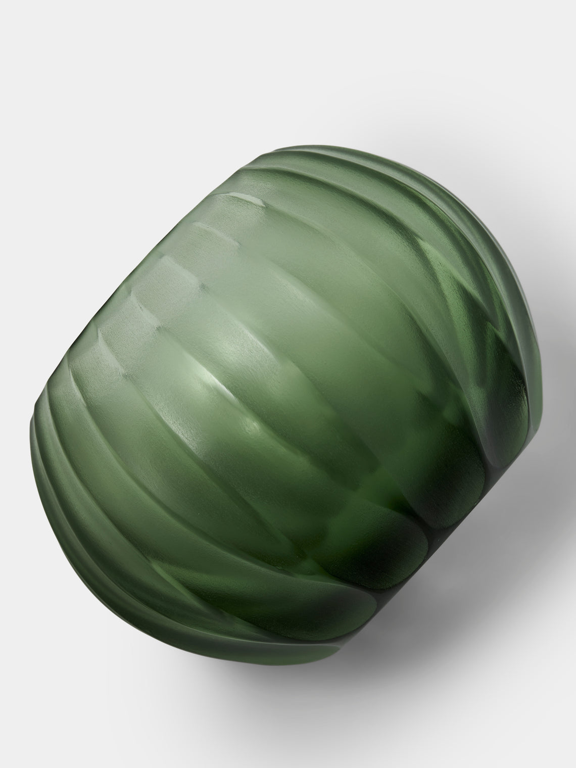 Micheluzzi Glass - Bocia Salvia Coste Hand-Blown Murano Glass Vase (6in/15cm) - Green - ABASK