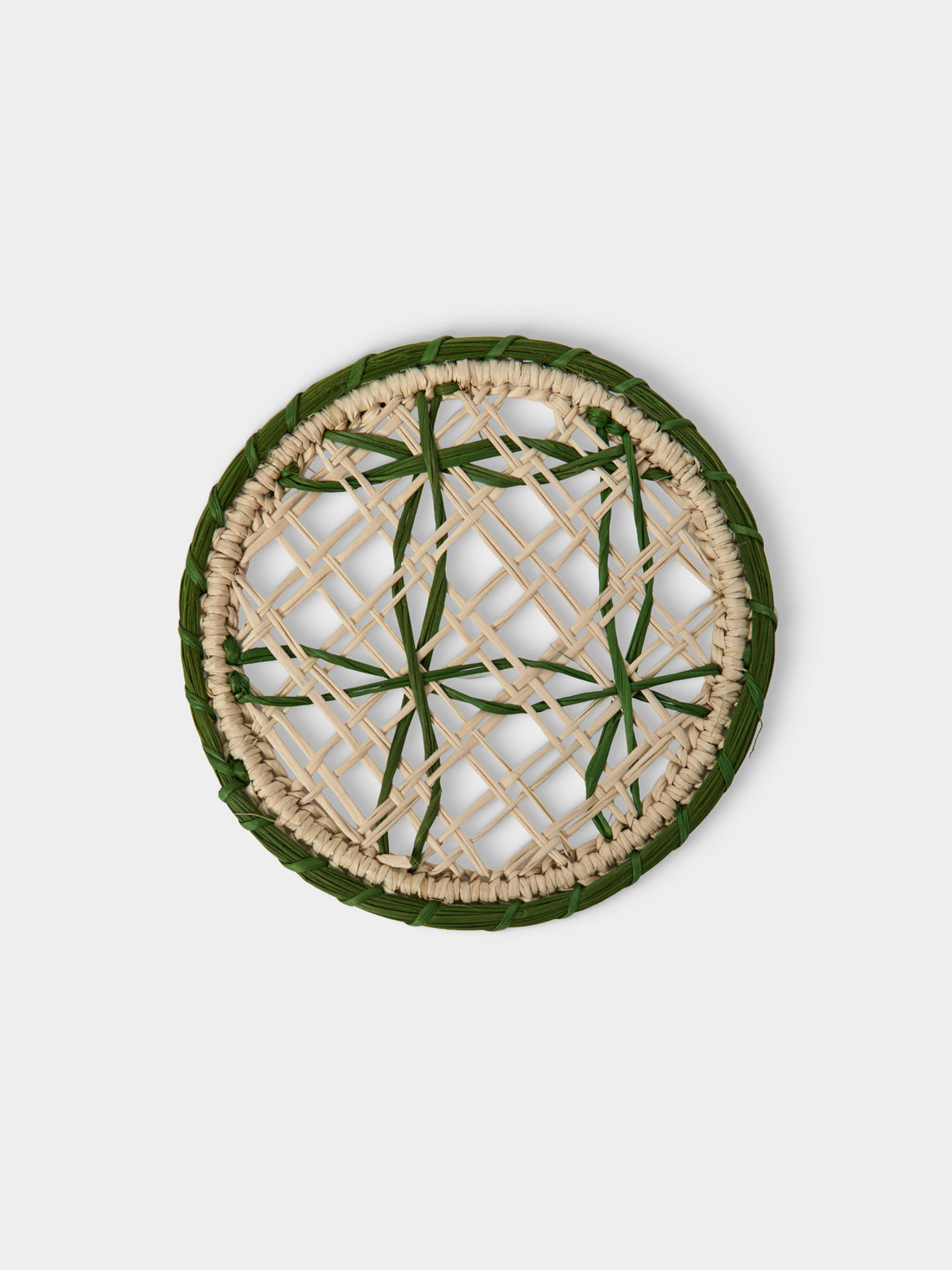 Artesanías del Atlántico - | Set of 6 | Panal Handwoven Palm Coasters - Green - ABASK